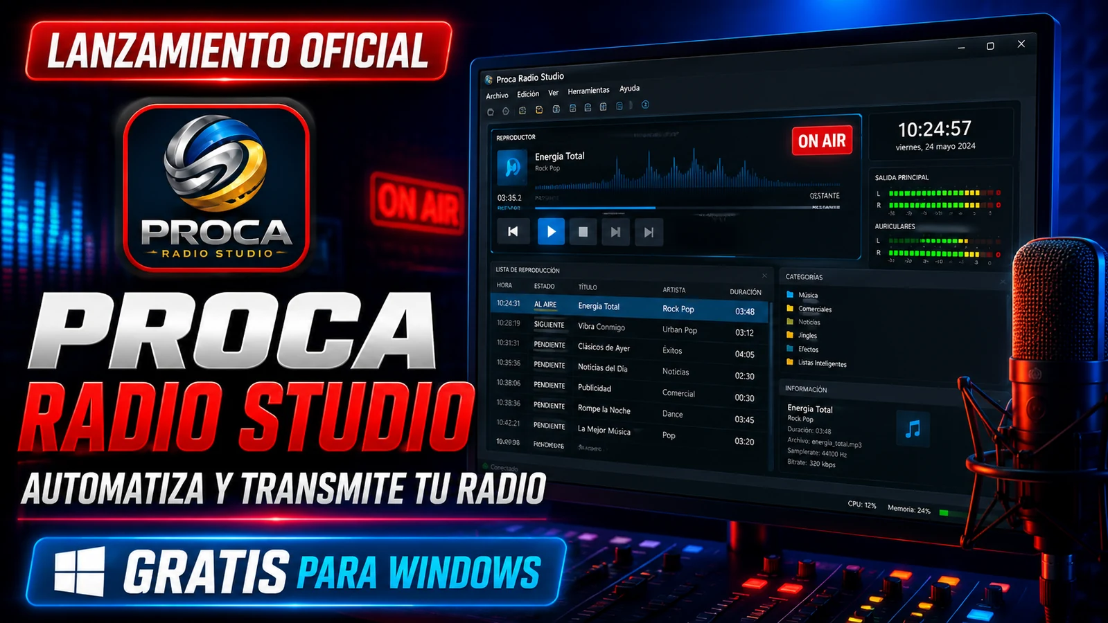 Proca Radio Studio en funcionamiento